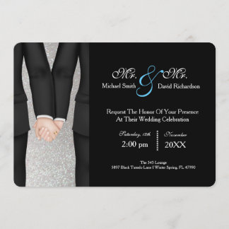 Chic Mr. & Mr. Tuxedo Couple Wedding Celebration Invitation