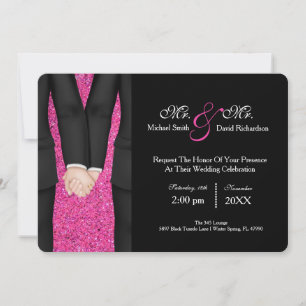 Chic Mr. & Mr. Tuxedo Couple Wedding Celebration Invitation