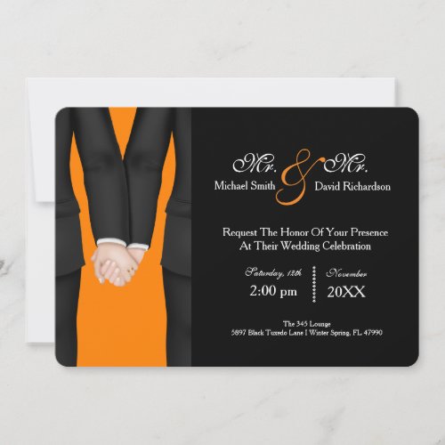 Chic Mr  Mr Tuxedo Couple Wedding Celebration Invitation