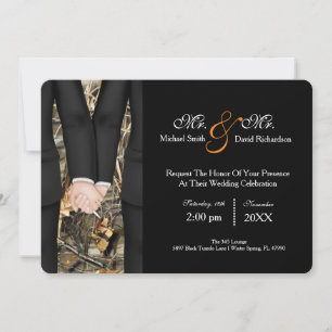 Chic Mr. & Mr. Tuxedo Couple Wedding Celebration Invitation