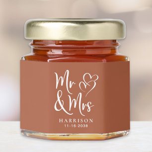 Chic Mr Mrs Terracotta Wedding Honey Jar Favors