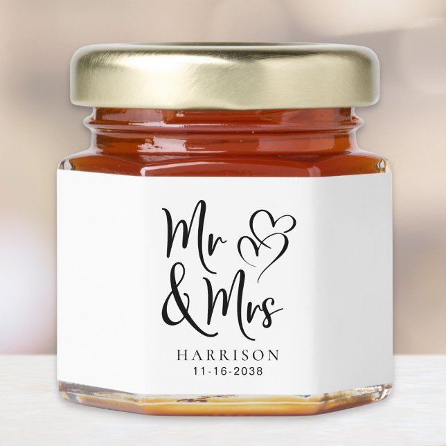 Chic Mr Mrs Wedding Honey Jar Favors (Creator Uploaded)