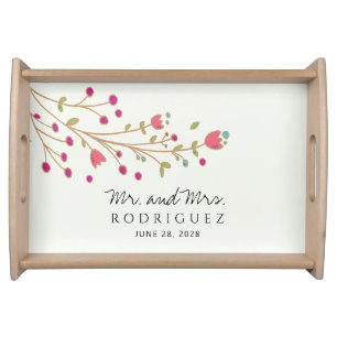 Chic Mr. & Mrs. Wedding Monogram Serving Trays