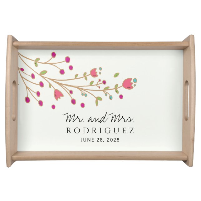 Chic Mr. & Mrs. Wedding Monogram Serving Trays (Front)