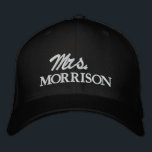 Chic Mrs. Last Name black and white cute wedding Embroidered Baseball Cap<br><div class="desc">Chic Mrs. Last Name black and white cute script wedding Embroidered Baseball Cap
Available in many colors and options</div>