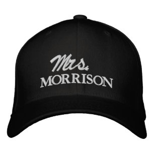 Chic Mrs. Last Name black and white cute wedding Embroidered Baseball Cap