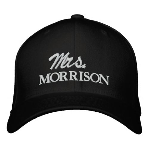 Chic Mrs Last Name black and white cute wedding Embroidered Baseball Cap