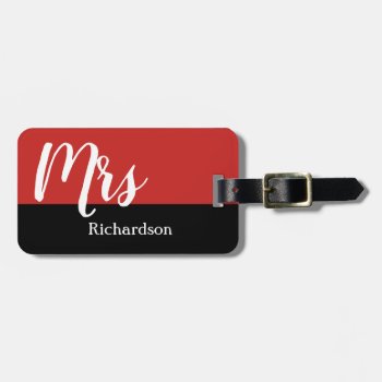 Chic "mrs" Luggage Tag_red/black/white Luggage Tag by GiftMePlease at Zazzle