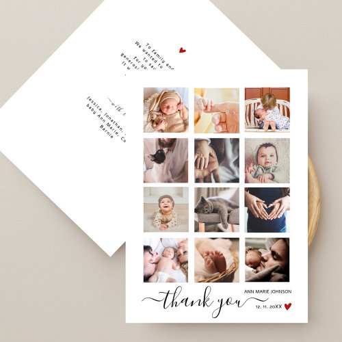 Chic Multi Photo Collage Baby Shower Thank You
