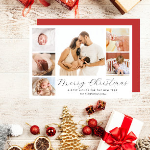 Chic Multi Photo Collage Year In Review Christmas Holiday Card