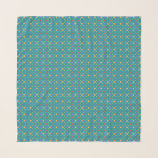 Chic Multicoloured Polka Dots Print on Teal Scarf