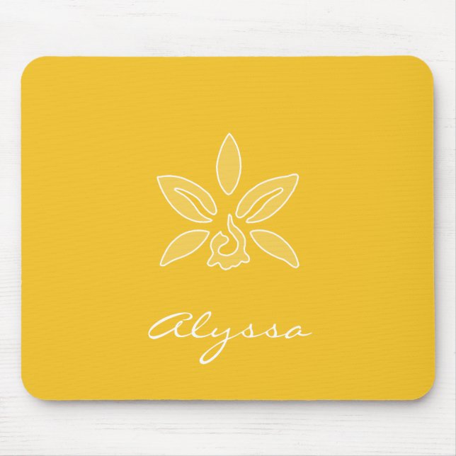 Chic Mustard Orchid Minimalist Fashion Art Mouse Pad (Front)