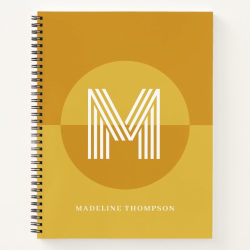 Chic Mustard Yellow Geometric Modern Monogram Notebook