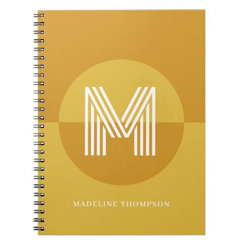 Chic Mustard Yellow Geometric Modern Monogram Notebook