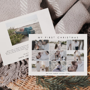 Chic My First Christmas 10 Baby Photo Collage Holiday Card
