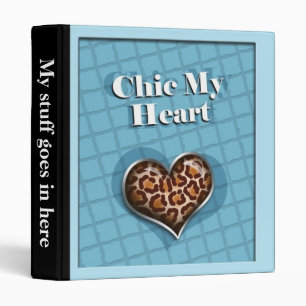 Chic My Heart Leopard Blue Binder