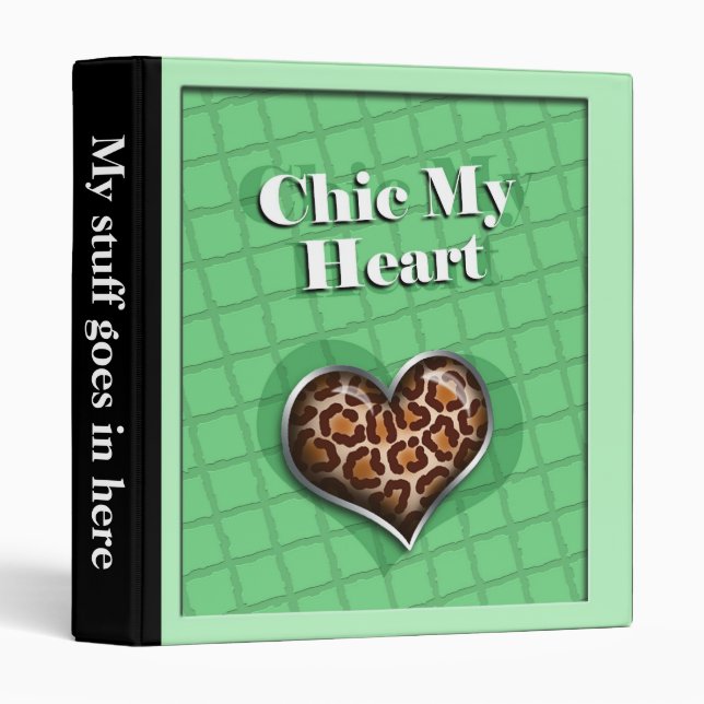 Chic My Heart Leopard Green Binder (Front/Spine)