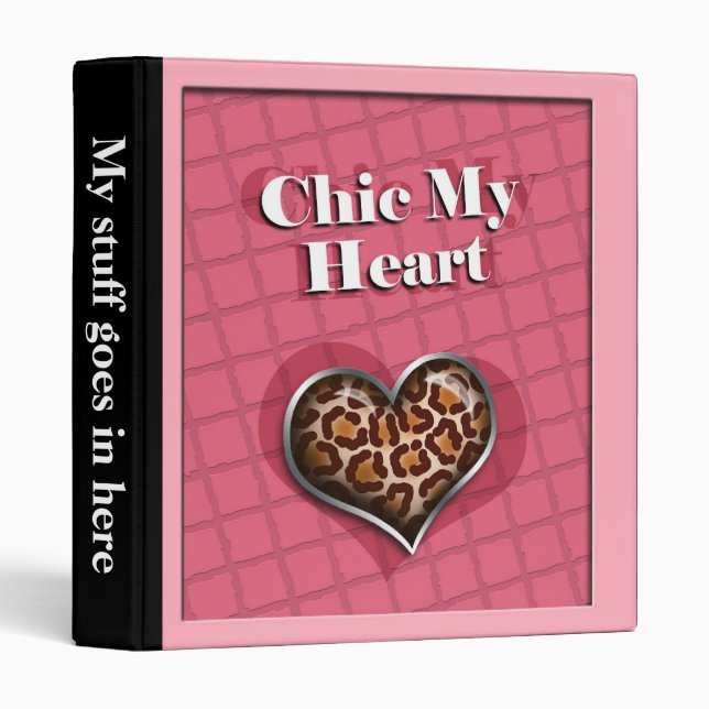 Chic My Heart Leopard Pink Binder (Front/Spine)
