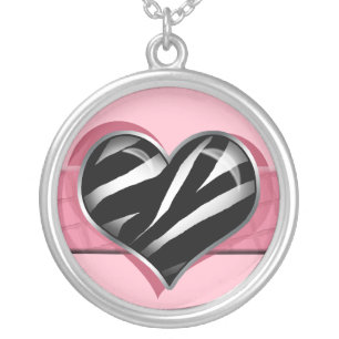 Chic My Heart Zebra Print Pink Necklace