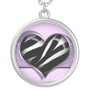 Chic My Heart Zebra Print Purple Necklace