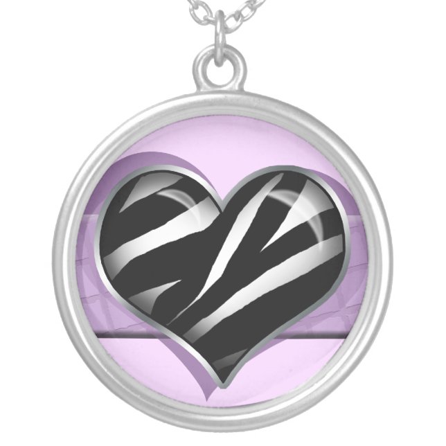 Chic My Heart Zebra Print Purple Necklace (Front)