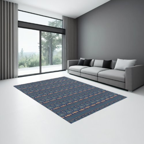 Chic Mysterious Egyptian Lotus Scarab Rug