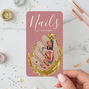 Chic Nail Art Studio Manicurist Artist Blush Pink Business Card