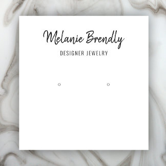 Chic Name Black White Jewelry Earring Display  Square Business Card