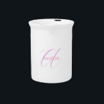 Chic Name Monogram Initial Letter Calligraphy  Beverage Pitcher<br><div class="desc">Those who see it will say what a simple design and will not be able to take their eyes off this. It is a very elegant, very aesthetic and very simple perfect design. With such simplicity, you will immediately reflect what a fine personality you have and the sensitivity in your...</div>