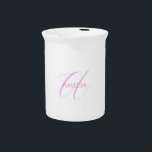 Chic Name Monogram Initial Letter Calligraphy  Beverage Pitcher<br><div class="desc">Those who see it will say what a simple design and will not be able to take their eyes off this. It is a very elegant, very aesthetic and very simple perfect design. With such simplicity, you will immediately reflect what a fine personality you have and the sensitivity in your...</div>