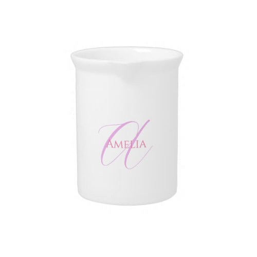 Chic Name Monogram Initial Letter Calligraphy  Beverage Pitcher