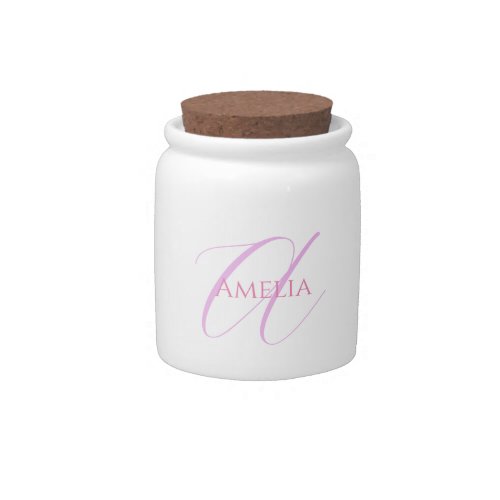 Chic Name Monogram Initial Letter Calligraphy  Candy Jar