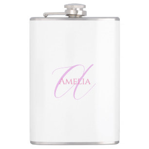 Chic Name Monogram Initial Letter Calligraphy  Flask