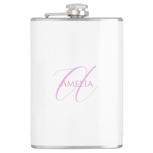 Chic Name Monogram Initial Letter Calligraphy  Flask