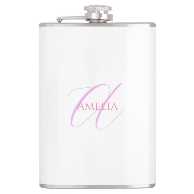 Chic Name Monogram Initial Letter Calligraphy  Flask (Front)
