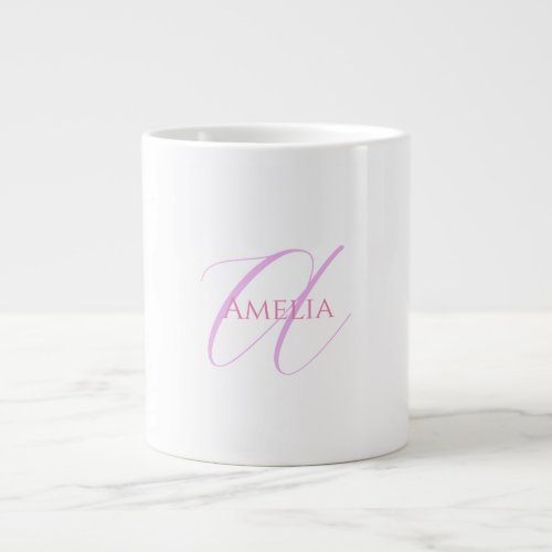 Chic Name Monogram Initial Letter Calligraphy  Giant Coffee Mug