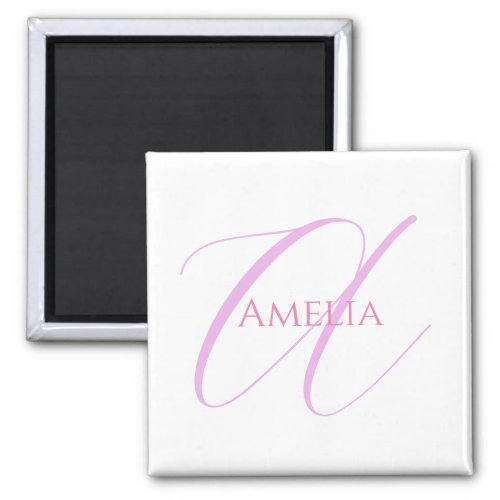 Chic Name Monogram Initial Letter Calligraphy  Magnet