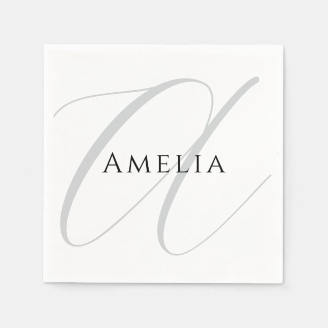 Chic Name Monogram Initial Letter Calligraphy  Napkins (Front)