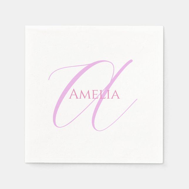 Chic Name Monogram Initial Letter Calligraphy  Napkins (Front)