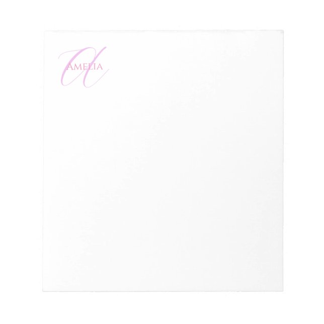 Chic Name Monogram Initial Letter Calligraphy  Notepad (Front)