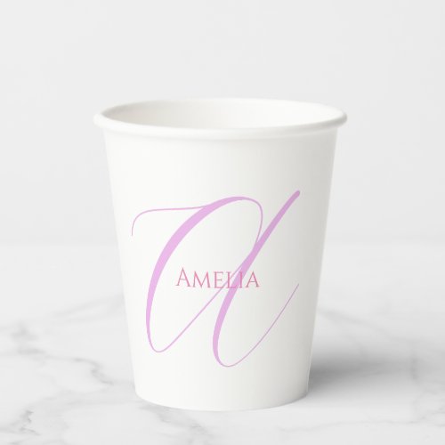 Chic Name Monogram Initial Letter Calligraphy  Paper Cups