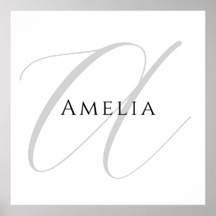 Chic Name Monogram Initial Letter Calligraphy  Poster