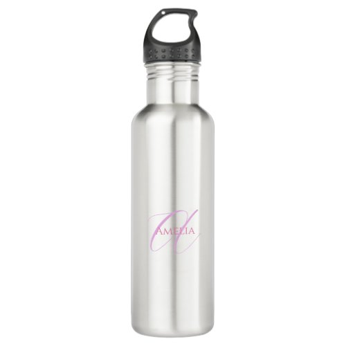Chic Name Monogram Initial Letter Calligraphy  Stainless Steel Water Bottle