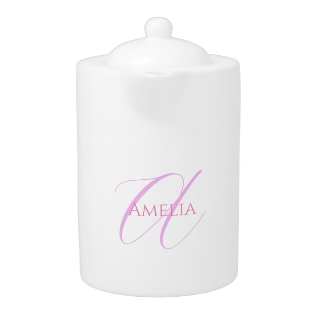 Chic Name Monogram Initial Letter Calligraphy  Teapot (Front)