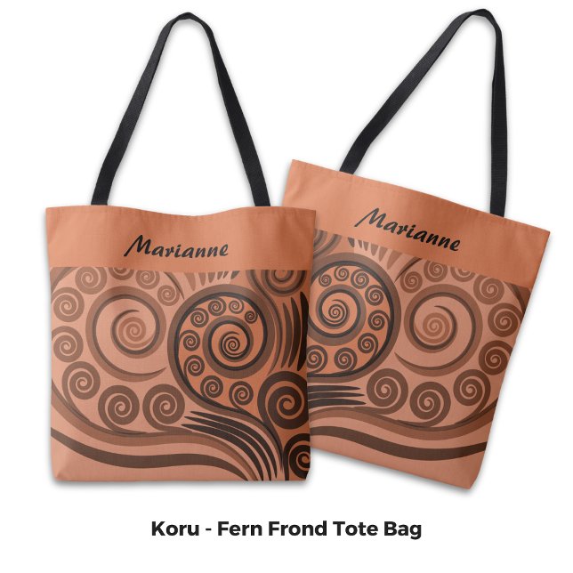 Chic Named Orange-Brown Fern Koru Curls Tote Bag (Chic Named Orange-Brown Fern Koru Curls Tote Bag)