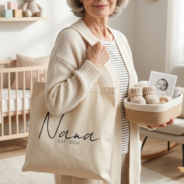 Chic Nana EST Year Everyday Minimalist Script Tote Bag (Creator Uploaded)