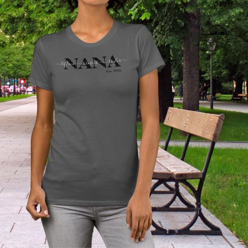 Chic Nana with Kids Names Year T_Shirt