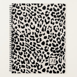 Chic Natural and Black Animal Print with Monogram Planner