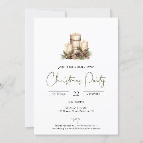 Chic nature_inspired colors pine cones and candles invitation