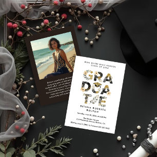 Chic Nature-Inspired Gold Graduate Photo Invitation
